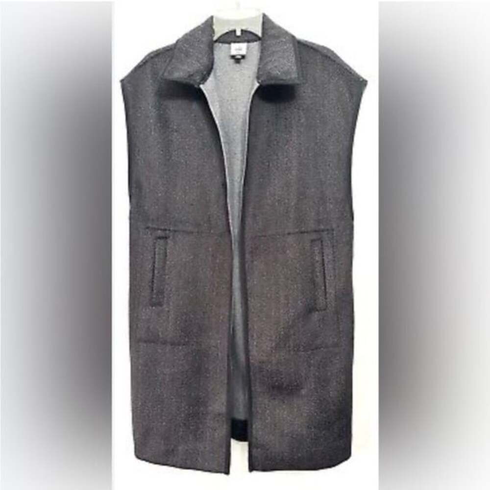 CAbi Womens Gray Black Novel Open Front Vest Long Duster Size M/L Herringbone - Picture 6 of 9